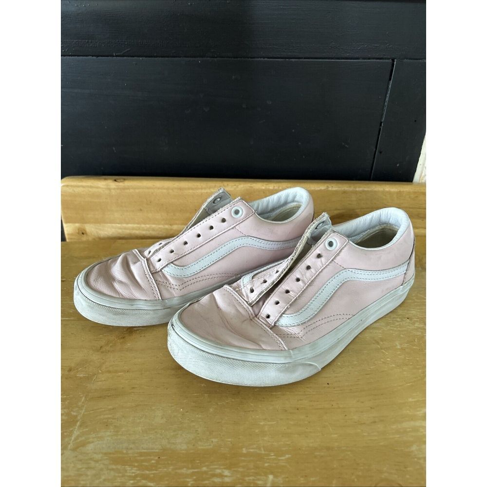 Vans Sk8 Low Pink White Women Leather Sneaker - Women's 7, Men's 5.5